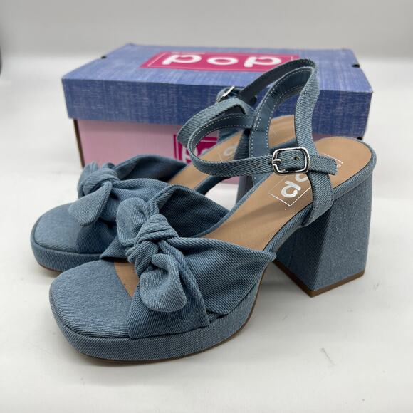 Pop Womens Giving Heeled Sandals Chambray Blue Size 6M - Picture 4 of 10